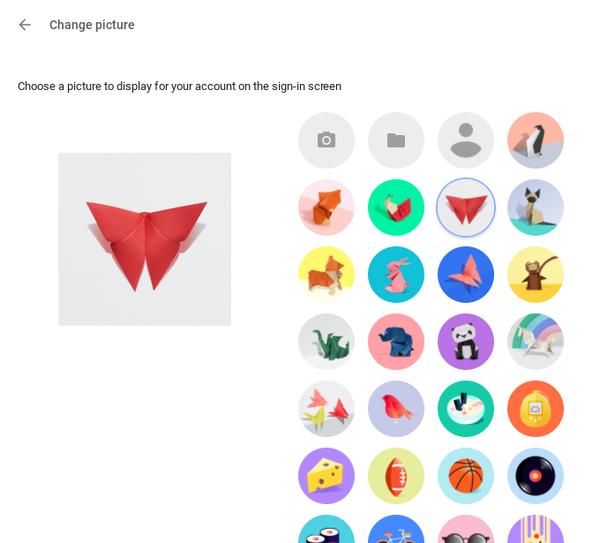 Select profile image menu.