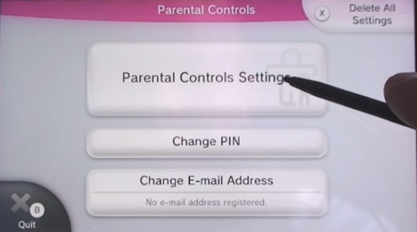 Parental control main page