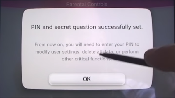 Confirmation of set PIN and question