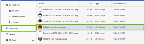 File Browser with wallpaper selected.