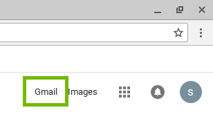 Gmail link highlighted