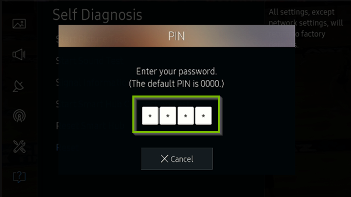 4-Digit security PIN prompt. Screenshot.