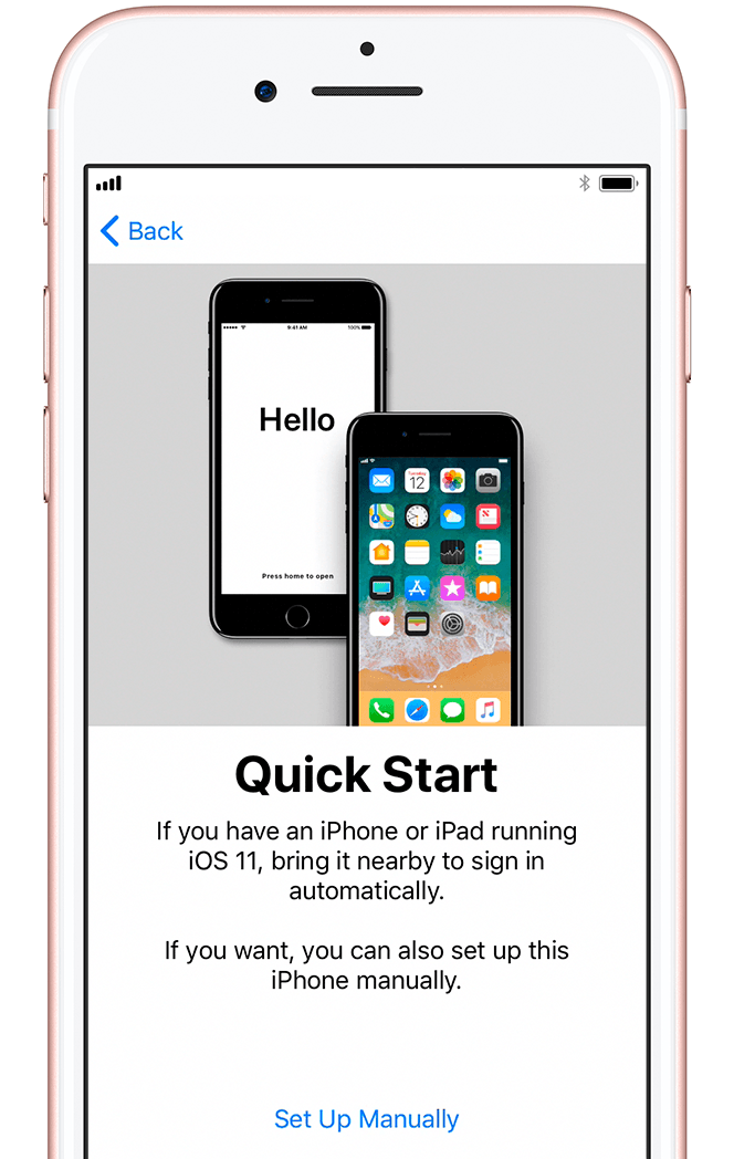 Quick Start setup screen.