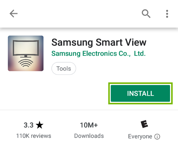 Install button highlighted in Play Store for found app.