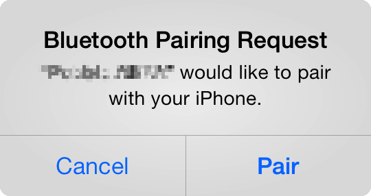 Bluetooth pairing query on iOS