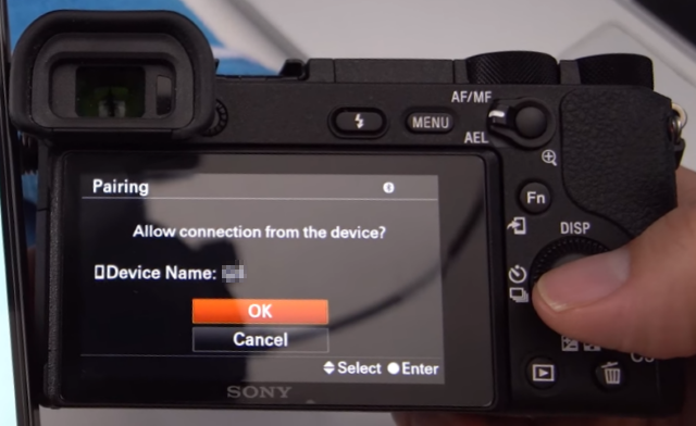 Camera screen with connection query