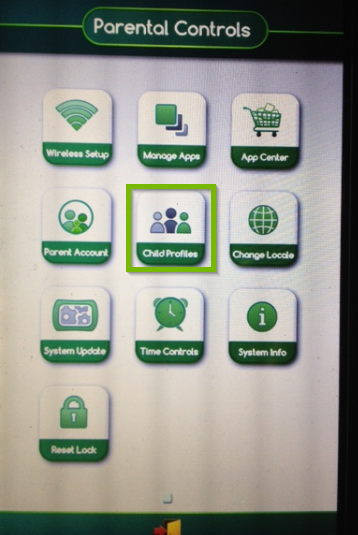 Parental Controls screen with Child Profiles selected.
