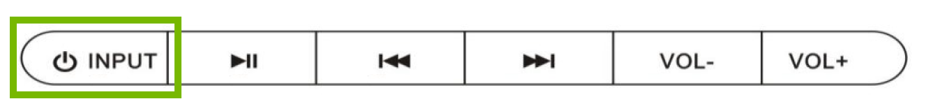 diagram of front controls with the power input button highlighted