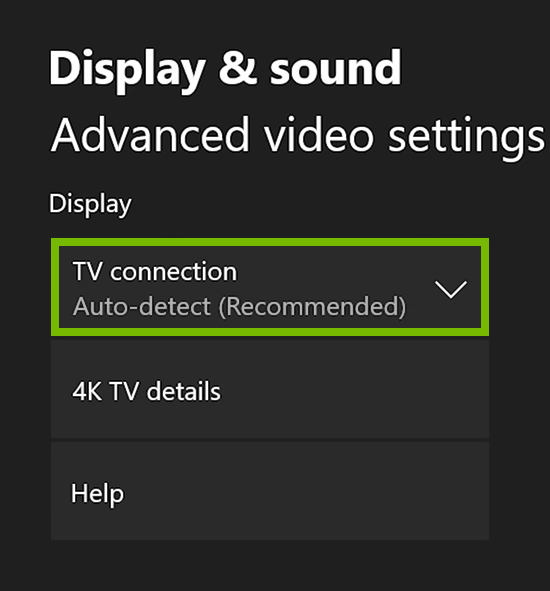 TV connection option highlighted in Xbox One settings.