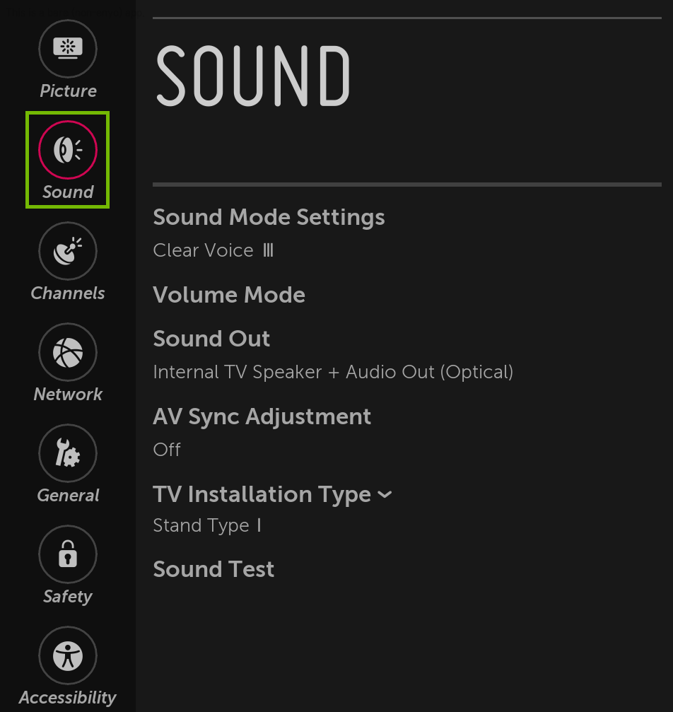 Sound Menu highlighted.
