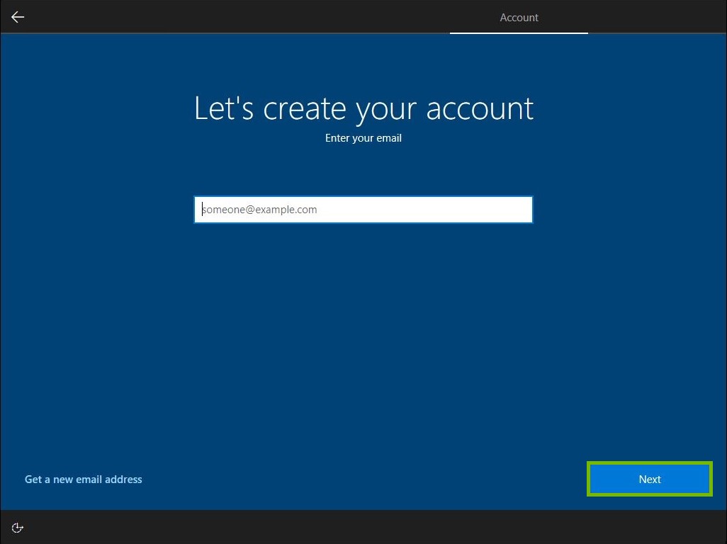 Next button highlighted