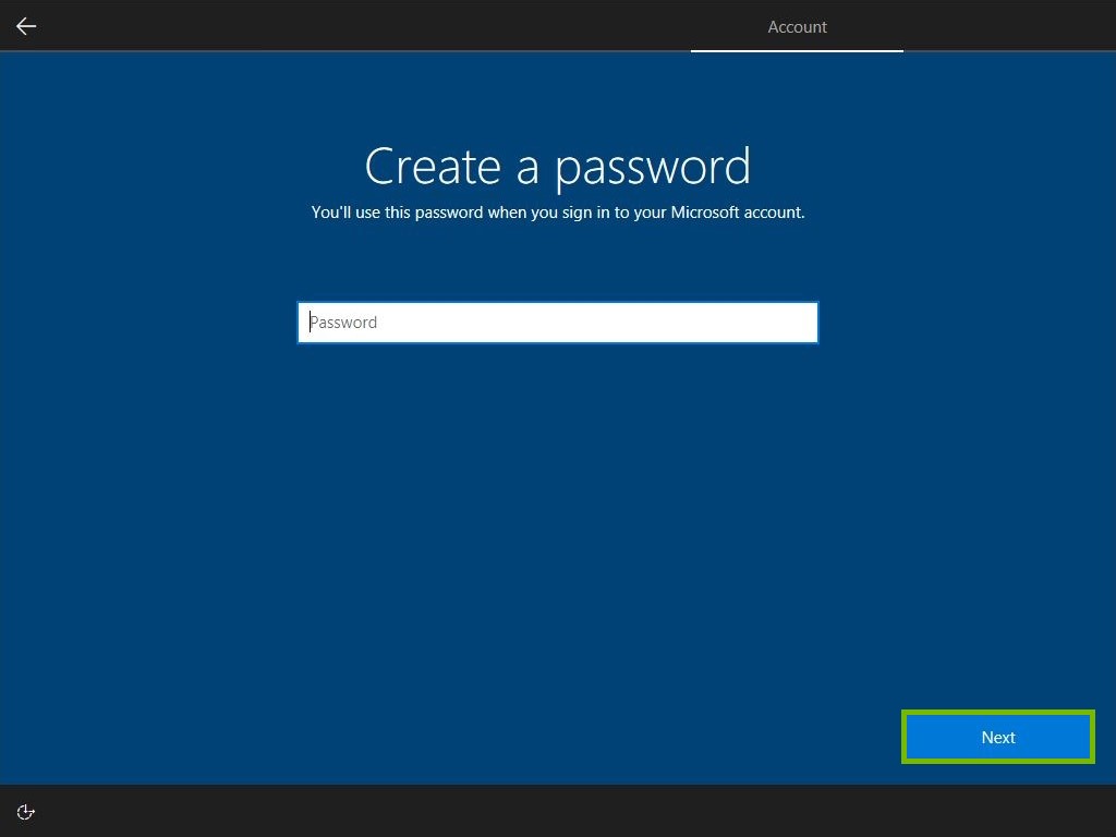 Next button highlighted