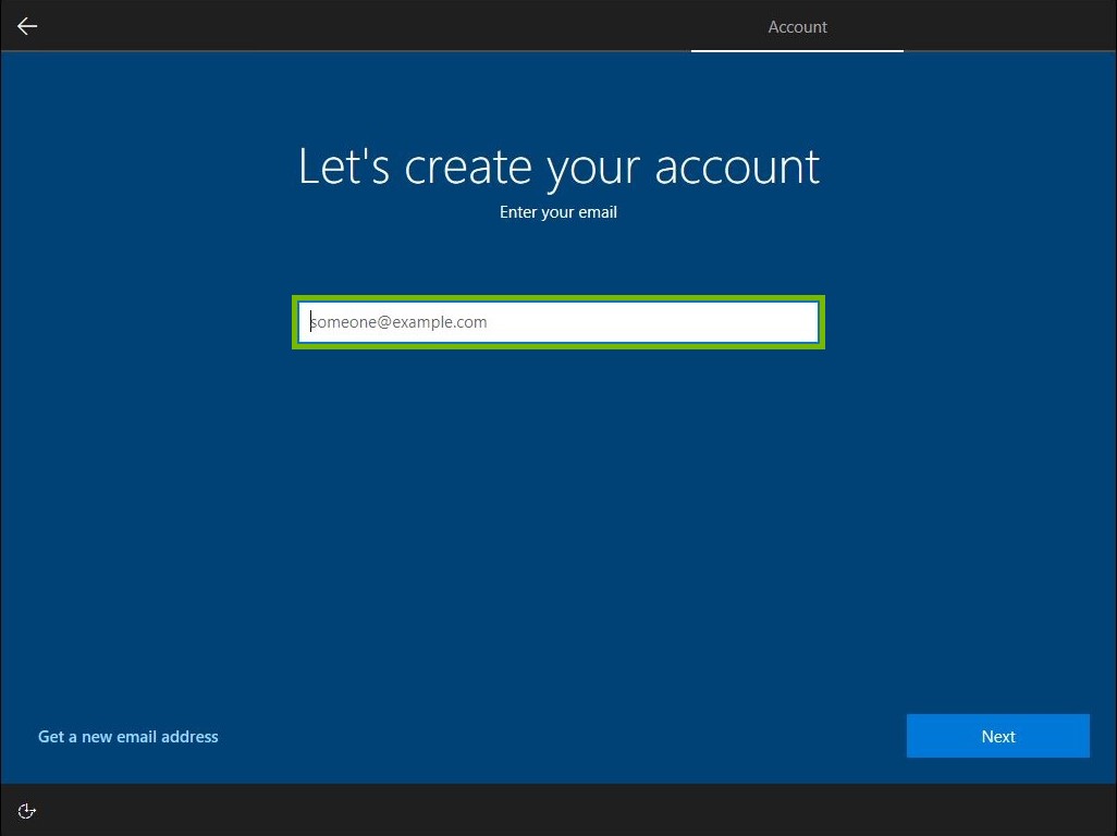 Email field highlighted
