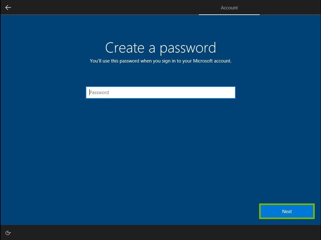 Next button highlighted
