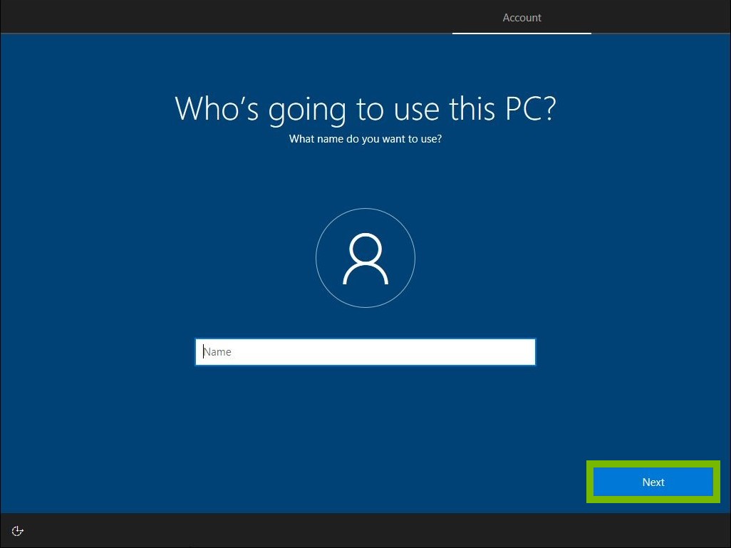Next button highlighted