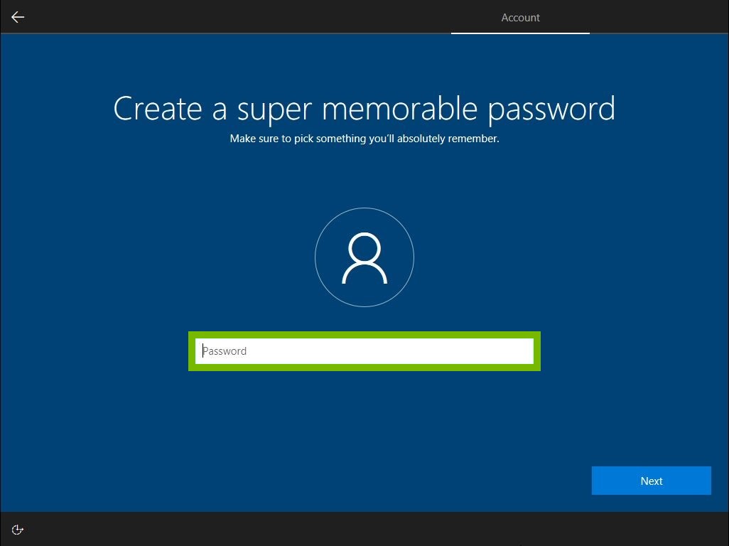 Password field highlighted