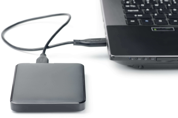 External drive connected to computer.