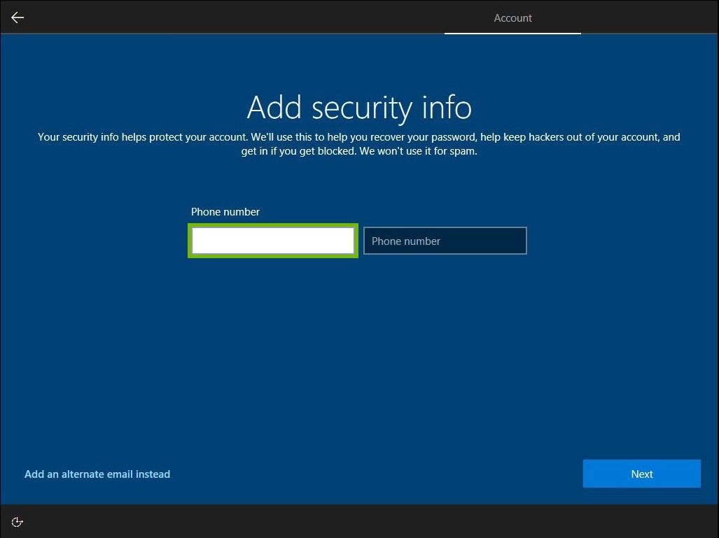 Phone Number field highlighted