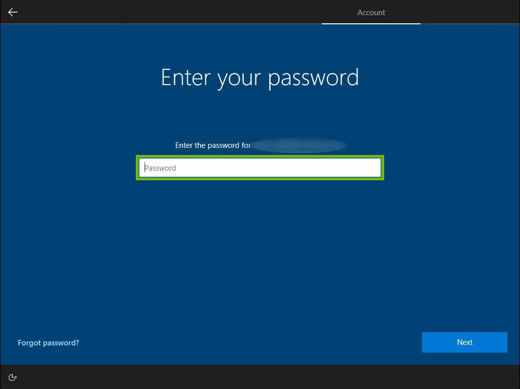 Password field highlighted
