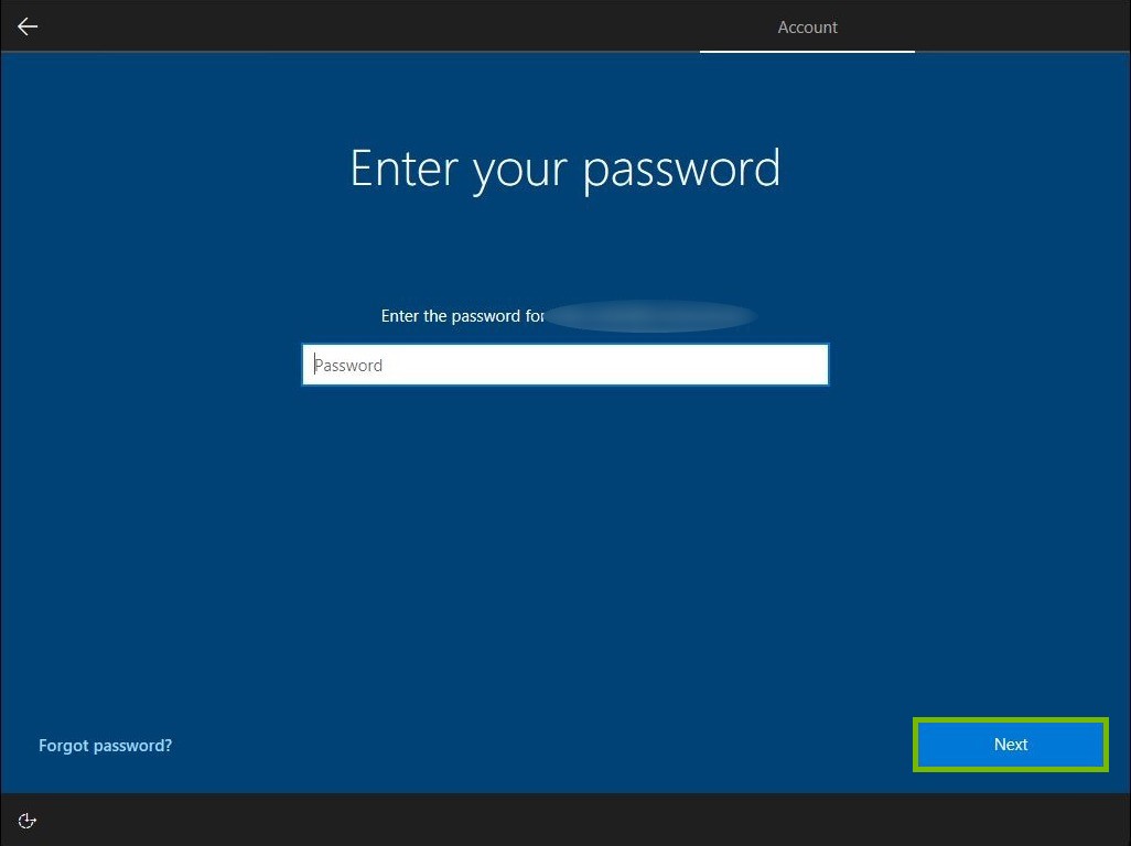 Next button highlighted