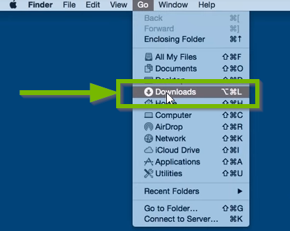 Finder window with Downloads highlighted.