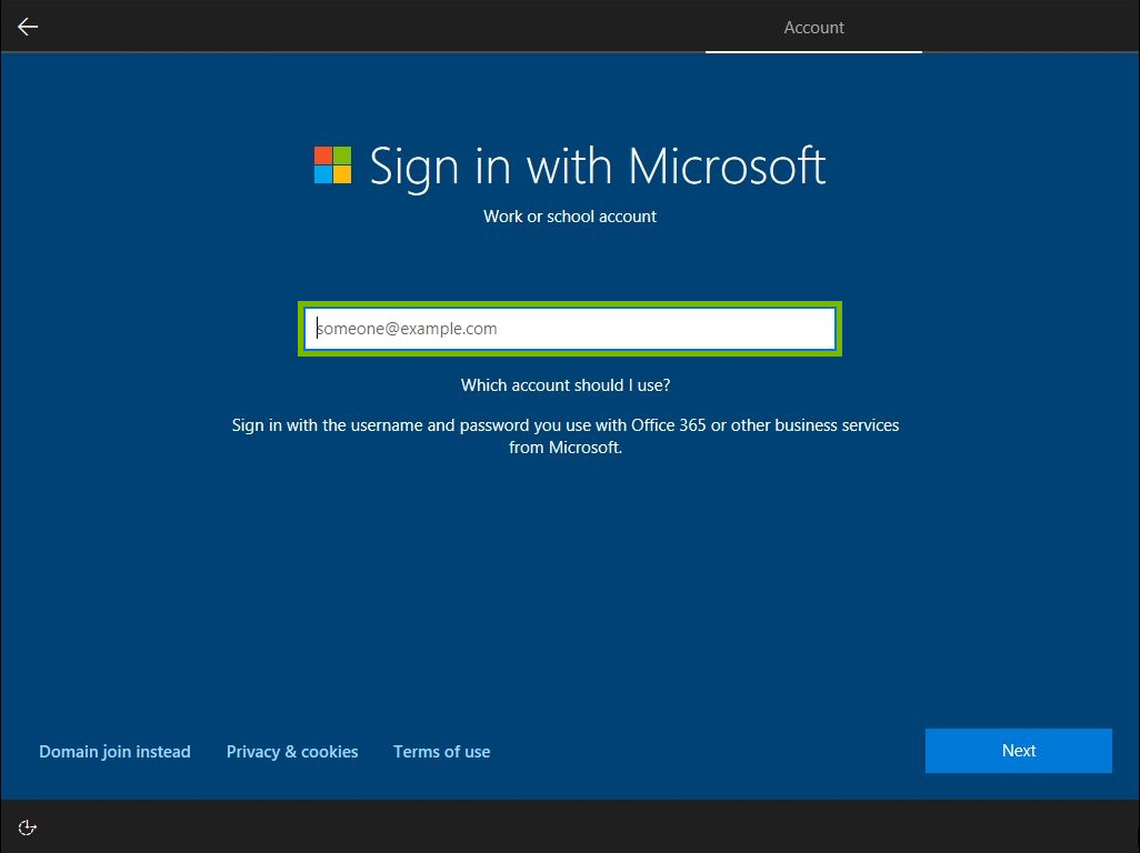 Email address field highlighted