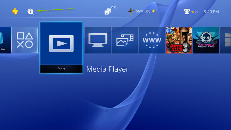 Menu screen with notifications highlighted