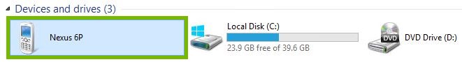 Devices and drives with Android device highlighted