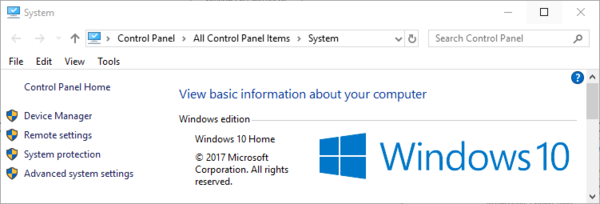 Windows System properties.