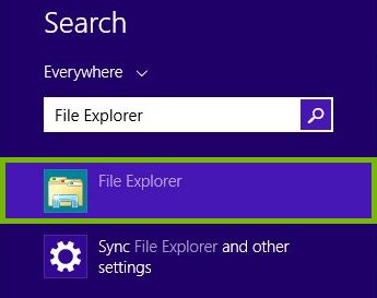 Search with File Explorer highlighted