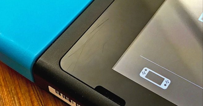 Nintendo switch with a scratched screen