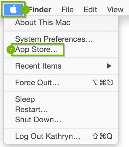 Apple menu with app store highlighted