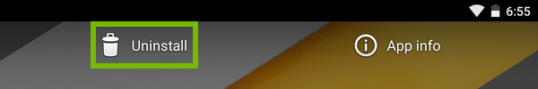 Uninstall option highlighted on Android screen.