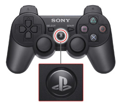 PlayStation 4 controller highlighting PS button