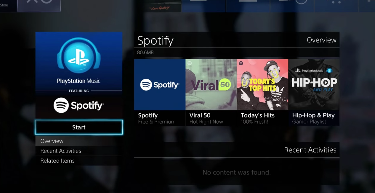 Spotify menu with different options