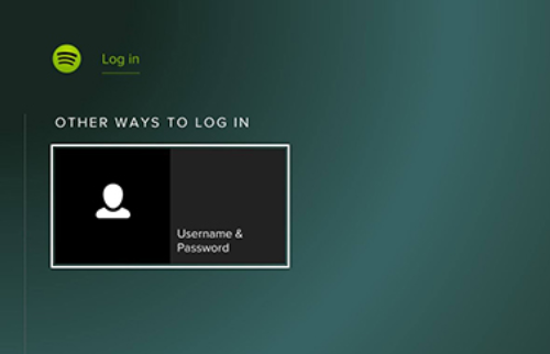 Log in screen with username and password option