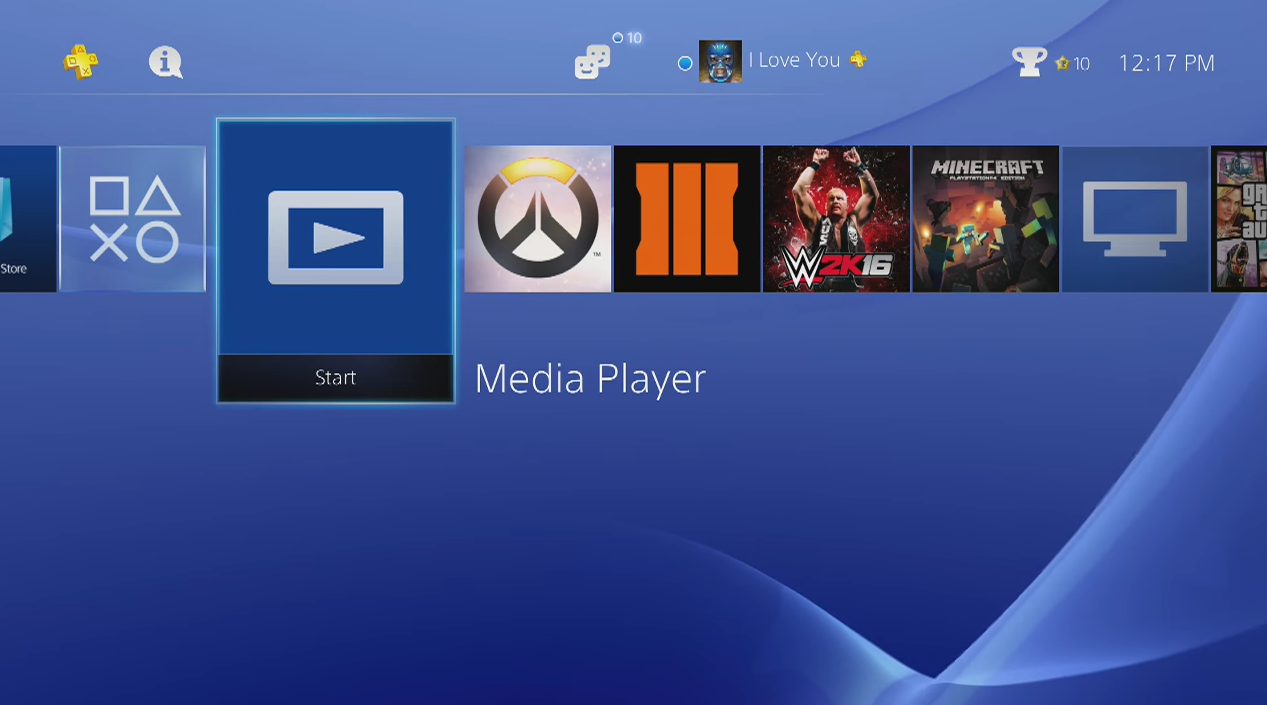 PlayStation 4 menu