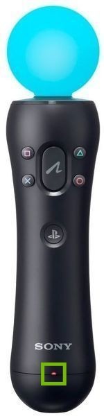 PS Move controller with status indicator light highlighted.