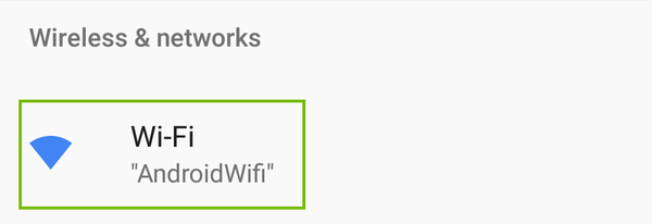 Android Settings with Wi-Fi highlighted.