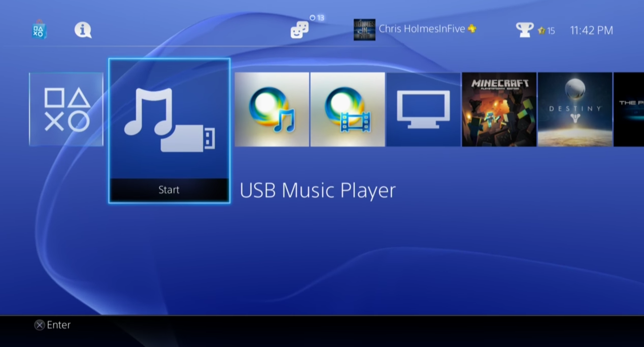 PlayStation 4 menu.