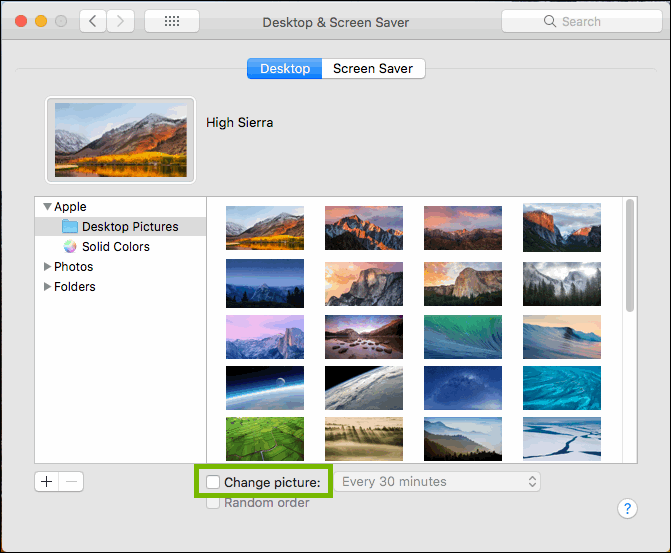 desktop preferences with change picture option highlighted