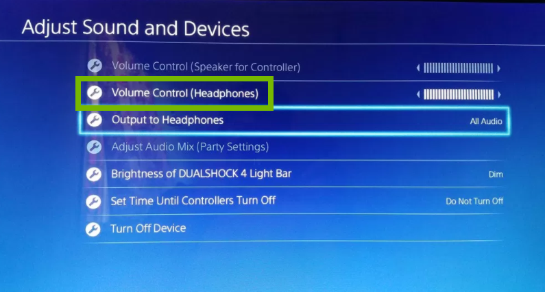 Adjust Sound and Devices menu with Volume Control slider. Screenshot.