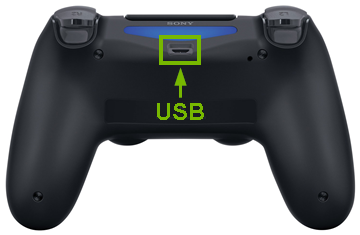 USB port on underside of controller.