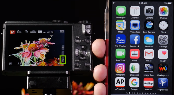 Fn option highlighted on camera screen.