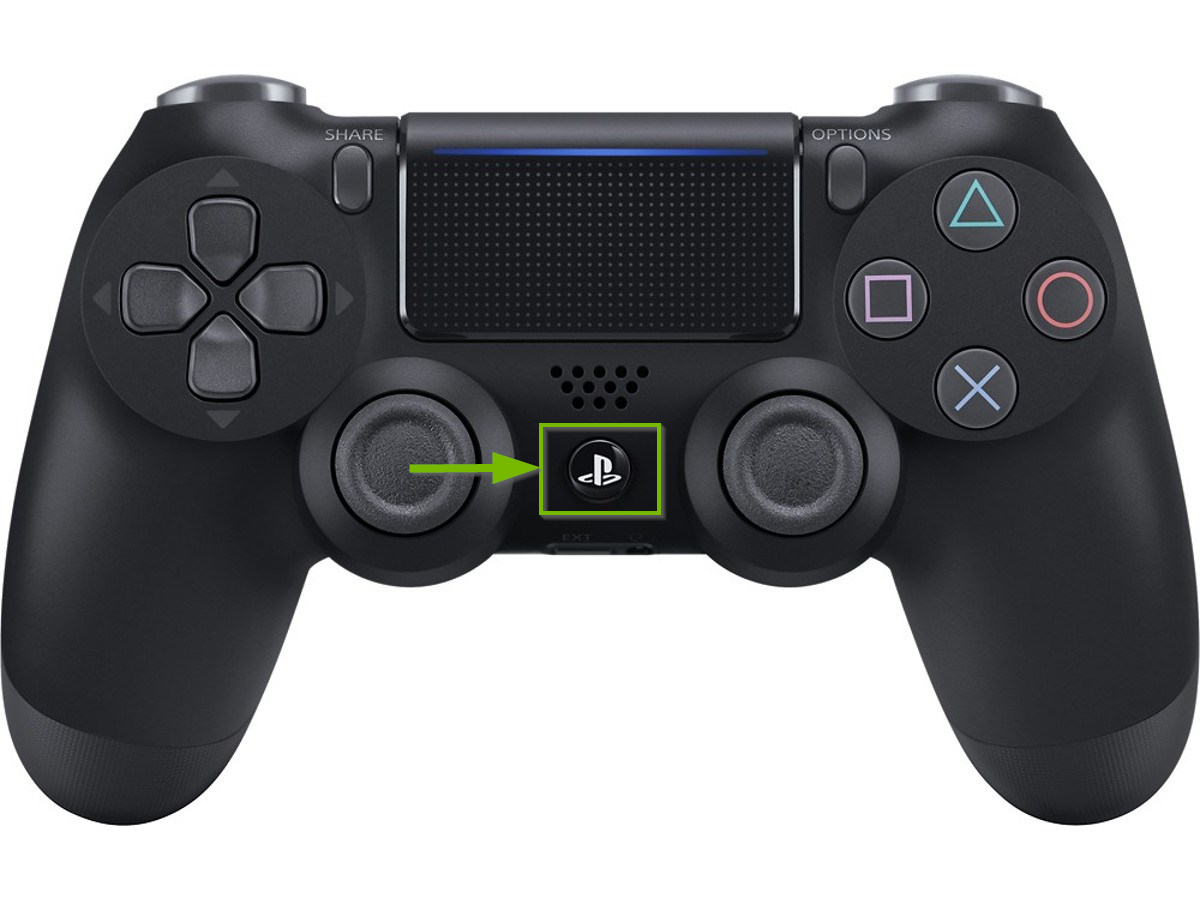 PS button on controller.