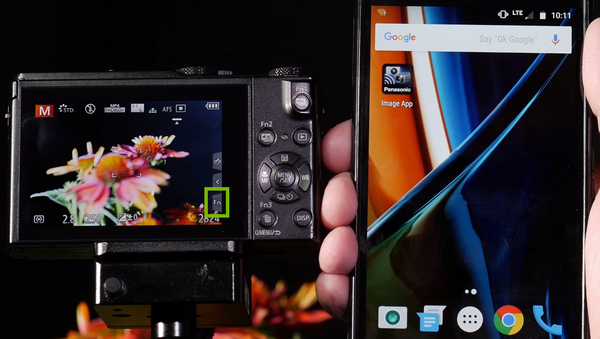 Fn option highlighted on camera screen.
