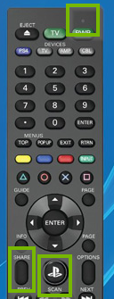 PS remote with PS and Share button held down.