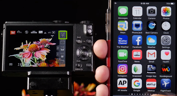 Wi-Fi option highlighted on camera screen.