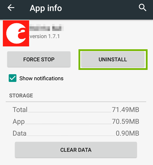 August home app settings with uninstall selected