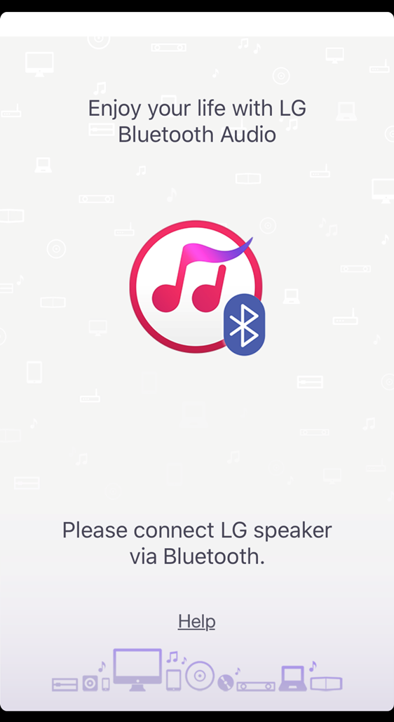 screenshot of the first screen of the music flow bluetooth app
